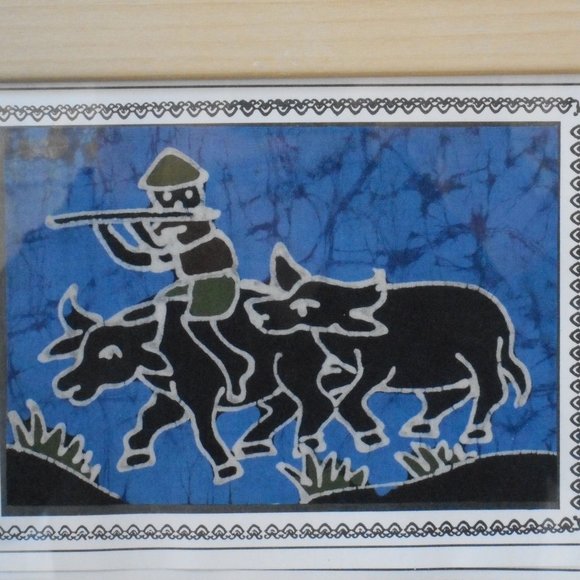 Unique Handmade Wax Painting on Fabric, wax painting picture, home decro picture - Picture 3 of 6